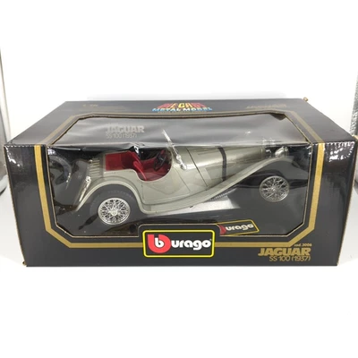 Burago Jaguar 1937 SS100 plateado convertible 1/18 coche modelo de metal fundido a presión sin usar, en caja Foto 1 de 4