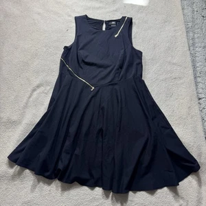 ABS Allen Schwartz Dress Womens 2X Black Gold Zipper Accent A-Line Sleeveless - Picture 1 of 17