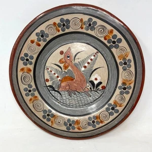 Vintage Mexican Tlaquepaque Tonala Deer Fawn Folk Art Plate Handcrafted 1980s - Picture 1 of 8