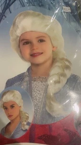 Disney Frozen II Girls' Elsa Dress Up Costume with Blonde Wig and Iconic Braid - Picture 1 of 3