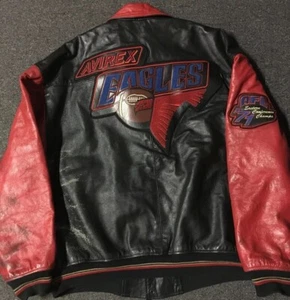 Vintage Avirex Eagles 1971 Champs Uni Lederjacke 3XL USA Fußball AFL Sport - Bild 1 von 12