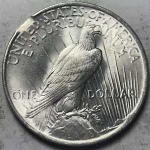 1922 Error $1 Peace Silver Dollar Clipped Planchet. Attractive Uncirculated Coin - Picture 1 of 2