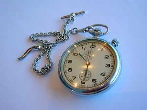 C.1950 SLAVA CAPTAIN CHRONOGRAPH POCKET WATCH - SN: 0492 - 19 JEWELS - WORKING - Picture 1 of 11