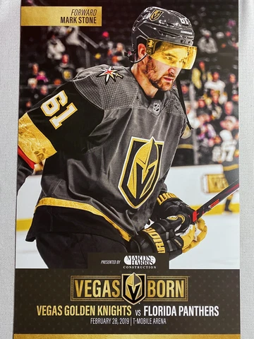Vegas Golden Knights Mark Stone vs Florida Panthers 2/28/2019 Poster Program NHL Cover