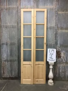 French Double Door (32x96) 4 Pane Frosted Glass Door European Styled EM8 - Picture 1 of 8