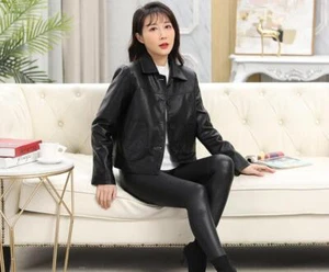 New Fall/ Winter Women's Faux Leather Long Jacket Casual Lapel Warm PU coats - Picture 1 of 14