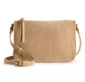 Sonoma Goods For Life Barlow Crossbody Handbag in Tan Corduroy - Picture 1 of 4