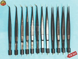 12 x American Bipolar Pinzette 6 STR & 6 CVD 18 cm - Spitze 1 mm Elektrochirurgie CE - Bild 1 von 3