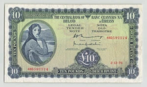 IRELAND 10 Pounds 1976, P-66d, Lady Lavery - Central Bank, 48D 597574, Circ. B1 - Picture 1 of 2