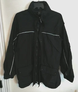 Woolrich John Rich & Bros Mens Coat L Black Parka Full Zip Hooded Button Up - Picture 1 of 6