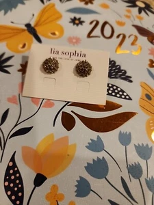 Lia Sophia "Souffle" Matte Gold Tone w/Cut Crystals Stud Earrings - Picture 1 of 6