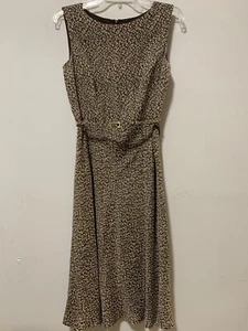Ann Taylor Loft Women 4 Brown/White Floral Sleeveless Dress Sheath Work Wear - Picture 1 of 8