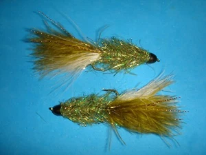 MOSCAS DE PESCA CON MOSCA - Serpentinas SPARKLE MINNOW Dorado/Olv/Blanco COFFEY #4 (6 piezas) - Imagen 1 de 7