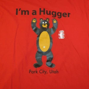 NEW NWT I'M A HUGGER Park City UTAH BEAR TEE T SHIRT Mens XL Red  - Picture 1 of 3