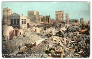 1914 VIEW OF RUINS BIG FIRE OF 1904 BALTIMORE MARYLAND MD DISASTER POSTCARD - Picture 1 of 2
