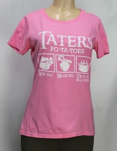 Taters Pa-ta-toes Women's T-Shirt Teespring Short Sleeve Pink Size M - Picture 1 of 6