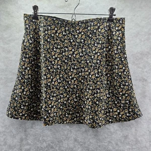 Aeropostale Women's Large Silky Black Yellow Green Floral Mini Skirt - Picture 1 of 8