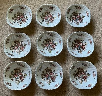 Set of 9 Devon Sprays Made in England by Johnson Bros Ironstone Floral 6" Bowls - Image 1 of 4