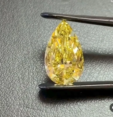 ГРУШЕВИДНАЯ ОГРАНКА 2 КАРАТА ЖЕЛТЫЙ ЦВЕТ VVS1 + 1 НАТУРАЛЬНЫЙ БРИЛЛИАНТ БЕСПЛАТНЫЙ ПОДАРОК ДРАГОЦЕННЫЙ КАМЕНЬ - Изображение 1 из 3