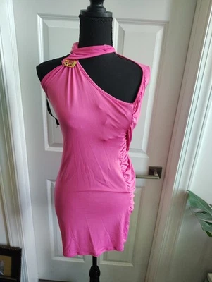 Baby Phat Babydoll Bodycon Halter Dress Gold Love Logo Women’s M - Image 1 of 4