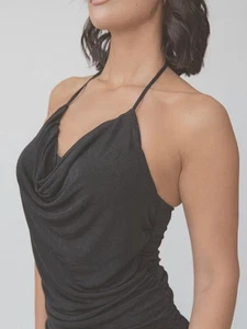 Abito midi Klassy Network donna taglie forti Deep Cowl Halter nero taglia XXL NUOVO CON ETICHETTE - Foto 1 di 5