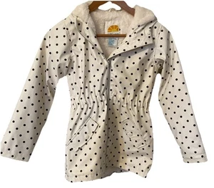 C&C California Sz 8 Rain Jacket / Wind Breaker White Black Polka Dot - Picture 1 of 7