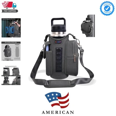 Magnetic Gym Bag Water Bottle Carrier Holder with Phone Pockets & Shoulder St... - Image 1 of 4