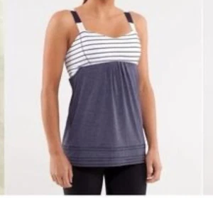 Lululemon Gr. 4 Run: Back On Track Tank - Quiet Stripe Deep Indigo Bold Stripe - Bild 1 von 8