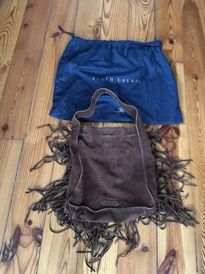 Nuevo con etiquetas Bolso Polo Ralph Lauren Gamuza Marrón Flecos Foto 1 de 4