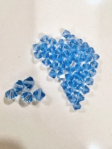 Swarovski Crystal Beads 6mm/8mm Bicone Light Aquamarine - LOT of 53 Beads - Picture 1 of 1