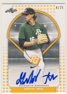 GRIFFIN AGEE 2018 Leaf Perfect Game PG Yellow AUTO /25 VIRGINIA