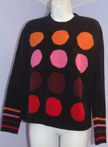 Womans Karen Scott Black w/Multi-Color Circles Sweater Medium Petite - Picture 1 of 5