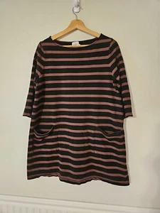 The Nines By Hatch Large Black Brown Stripe Dress - Picture 1 of 6