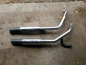 2000-06 Harley Davidson Softail Exhaust Header & Black Mufflers Heat Shields - Picture 1 of 16