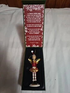 Statuetta appesa ceramica angelo dei desideri di Natale ornamento ceramica 6,5" nuova con scatola - Foto 1 di 3