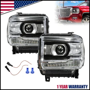 Headlight Set For 2014-2018 GMC Sierra 1500 2015-2019 Sierra 2500 HD 3500 HD - Picture 1 of 11