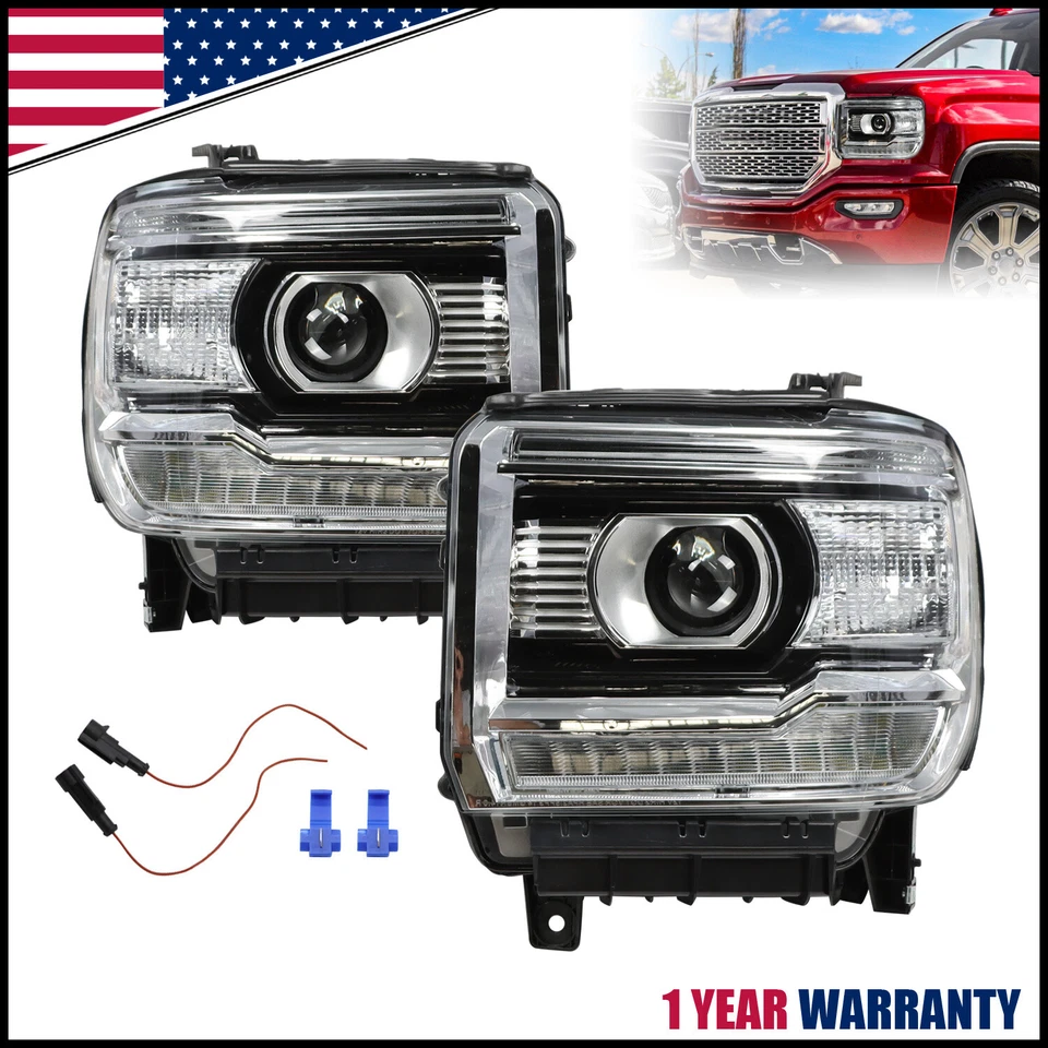 Juego de faros PARA 2014-2018 GMC Sierra 1500 2015-2019 Sierra 2500 HD 3500 HD Foto 1 de 4