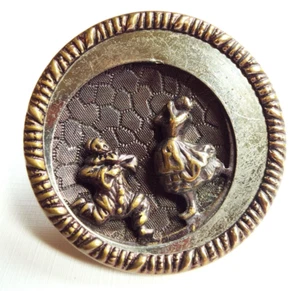 Pierrot & Pierrette ~ Grande pulsante quadro antico teatro francese ~ 1-1/2" 38 mm - Foto 1 di 5