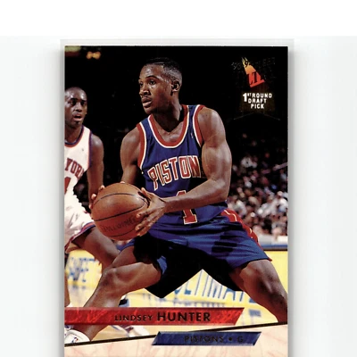 1993-94 Fleer Ultra Lindsey Hunter #244 Detroit Pistons Rookie NBA Basketball - Image 1 of 2