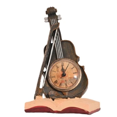 Reloj Violín Estatua Escritorio Despertador Modelo Estatuillas Decoración Hogar Guitarra De Colección Foto 1 de 4