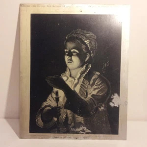 SOVIET USSR RUSSIA RARE VINTAGE DECORATION PAINTING DAME WITH THE CANDLE LIGHT - Picture 1 of 8