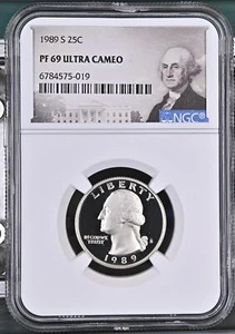 1989 S Quarter Dollars Clad Coinage NGC PF-69 ULTRA CAMEO - Picture 1 of 2