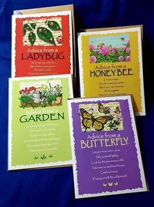 4x Advice From Nature Greeting Cards ~ Blank Butterfly Garden Honey Bee Lady Bug - Picture 1 of 1
