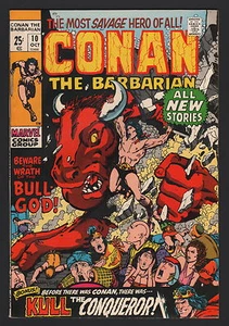 CONAN THE BARBARIAN #10, Marvel Comics, 1971, NM- CONDITION, THE BULL GOD! - Picture 1 of 1