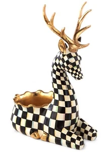 MACKENZIE CHILDS Courtly Check DEER Cache Pot - NIB - Picture 1 of 1