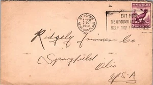 CANADA 1940 NEWFOUNDLAND POSTAL HISTORY COVER ADDR USA CANC ST JOHN'S - Picture 1 of 2