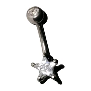 Clear Double Jeweled Star Navel Belly Buttong Ring 14g 3/8 - Picture 1 of 1