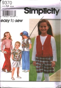 9370 Vintage Simplicity Sewing Pattern Girls Pants Shorts Tops UNCUT Easy OOP 4 - Picture 1 of 2