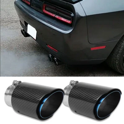 PARA Dodge Challenger 2.5" Entrada Doble Punta de Escape de Carbono Silenciador de Acero Inoxidable Foto 1 de 4