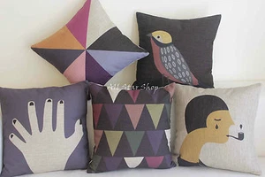Art Vintage Finger Set Home Decor Cotton Linen CUSHION COVER PILLOW CASE 18" - Picture 1 of 7